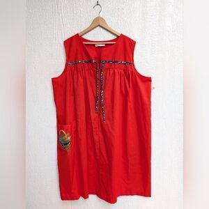 NWT Vintage 70s JCPenney Loungewear House Dress Red Muumuu Caftan Size XXL 2X